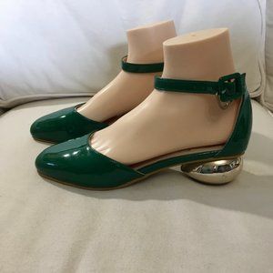 Green Patent Ball Heeled Shoes